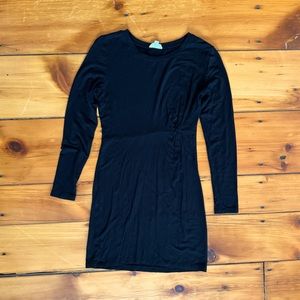 Loft Long-Sleeved Sweater Dress with Ruched Waist